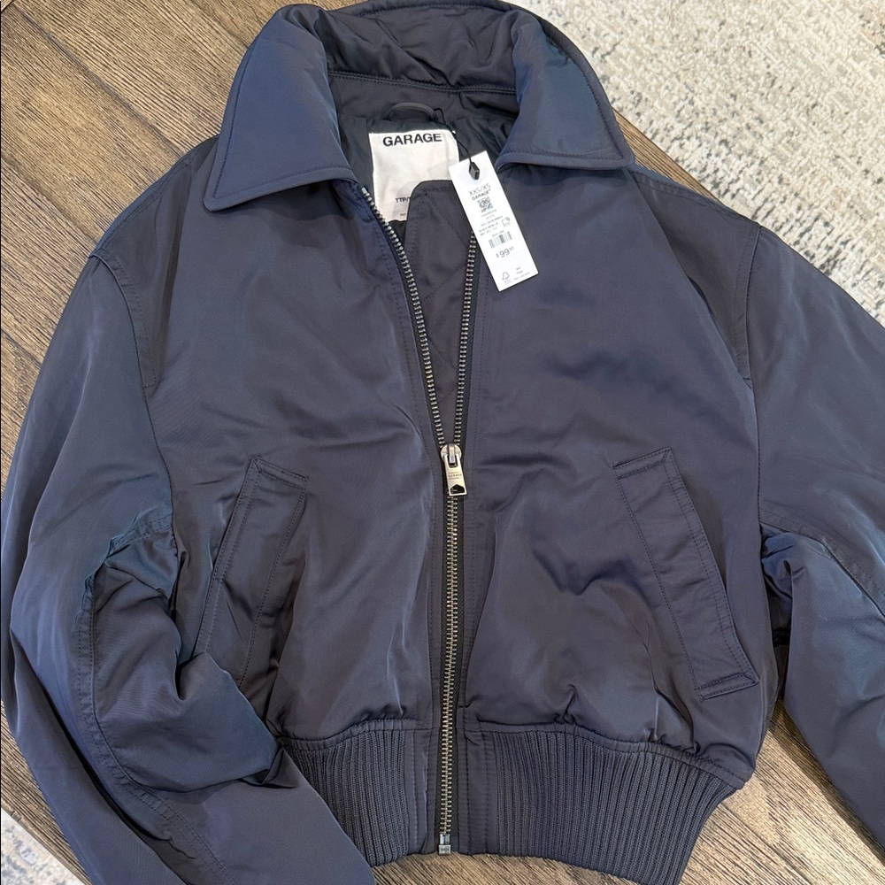 Garage Dark Navy Zip-Up Bomber Jacket